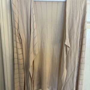 White House Black Market Cream Cardigan Long Open-Front